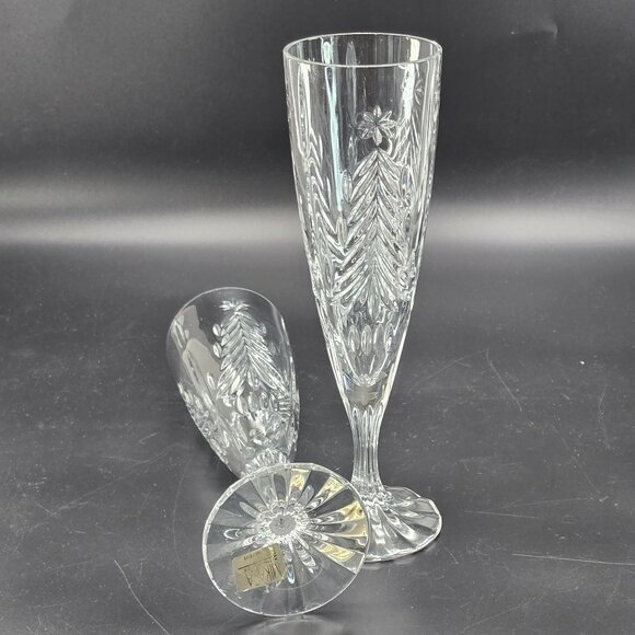 Mikasa Christmas Trees Crystal Champagne Flutes Set Of 2 Elegant Decor DH1306 - Picture 6 of 6